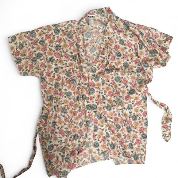 Silx by August Silk Floral Robe Vtg 80s Size M - Picture 2 of 5